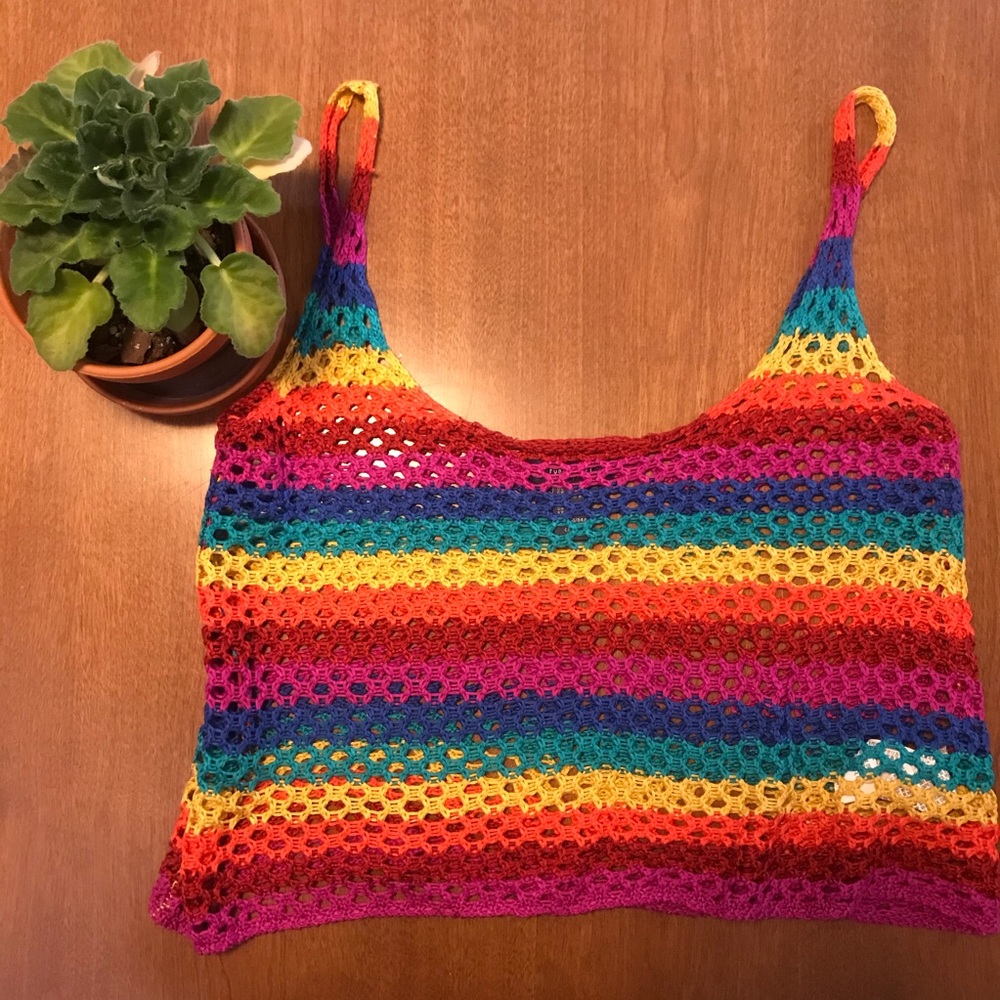 Forever 21 crop rainbow tank
